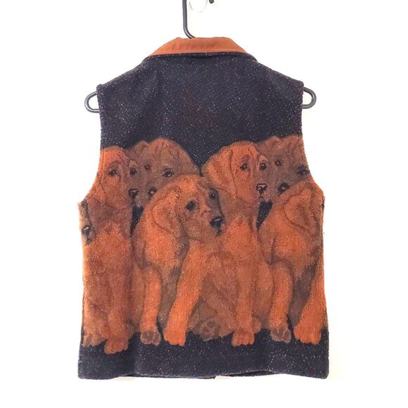County Clothing Company Womens Sz Small Vest Brown & Tan Dogs Vintage 1998 - Picture 2 of 7
